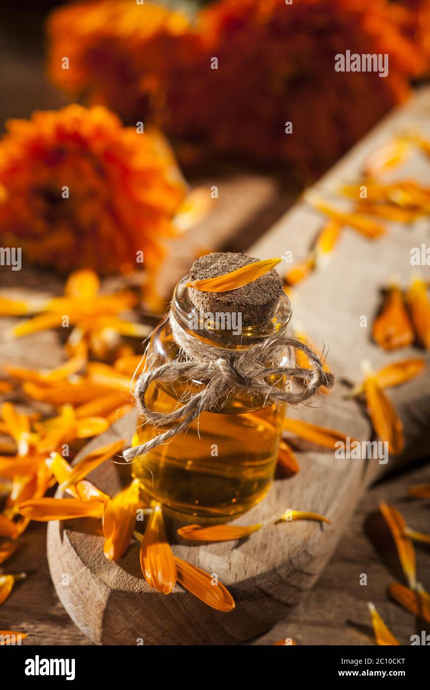 Marigold Essential Oil Stock Photo Alamy