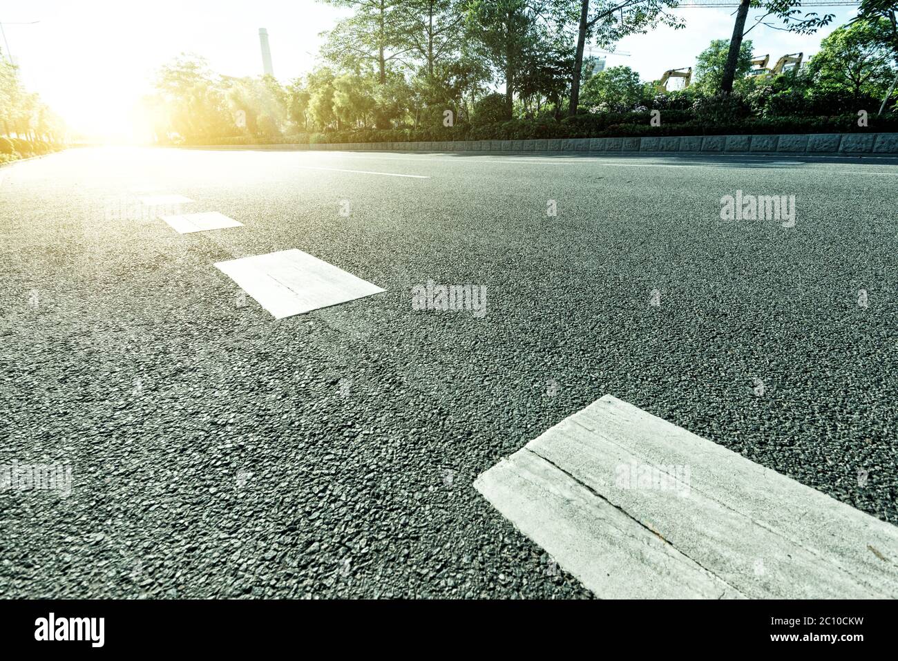 empty new asphalat street at sunrise Stock Photo - Alamy