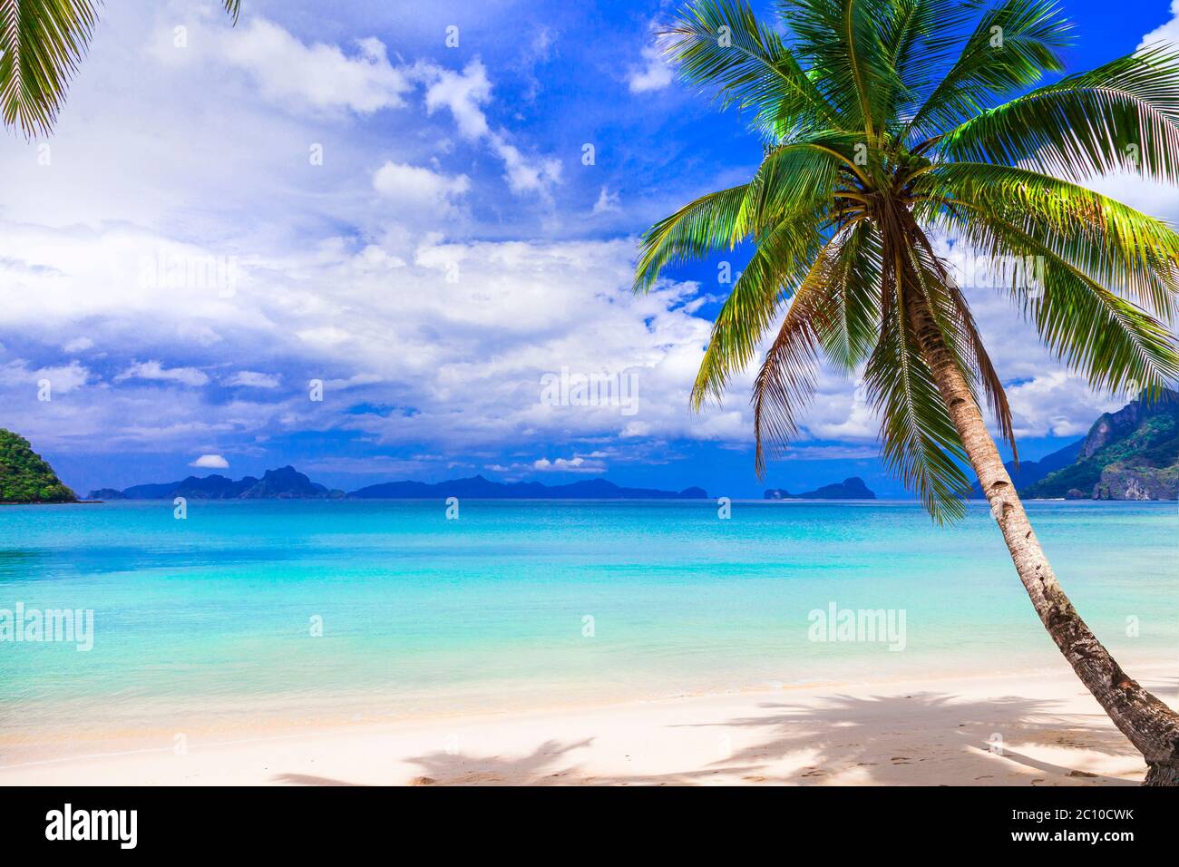 Wonderful idyllic nature scenery - tropical beach of El Nido. Palawan island , Philippines Stock Photo