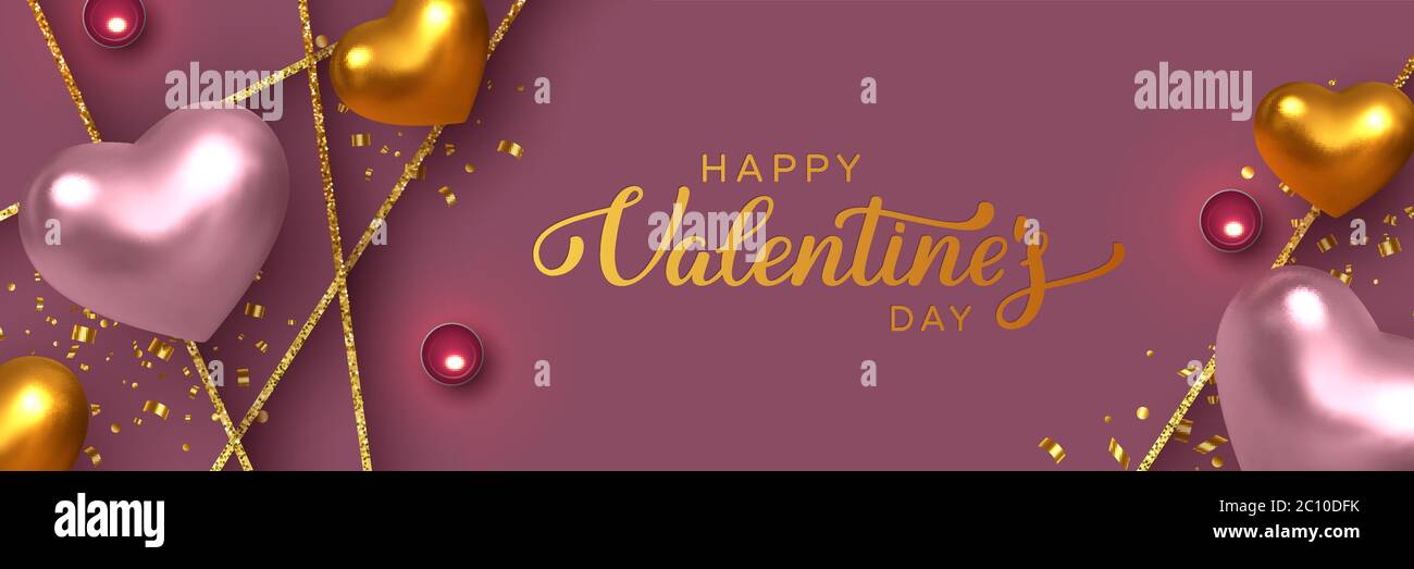 Happy Valentines Day banner. Stock Vector