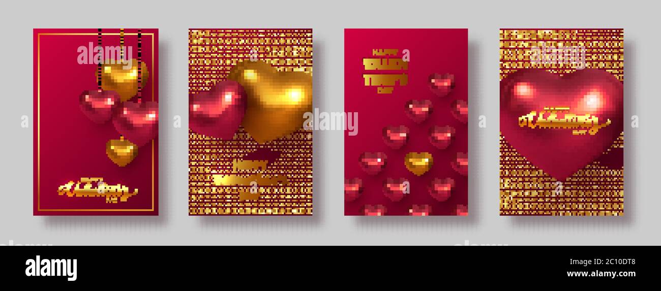 Happy Valentines Day banners or posters. Stock Vector