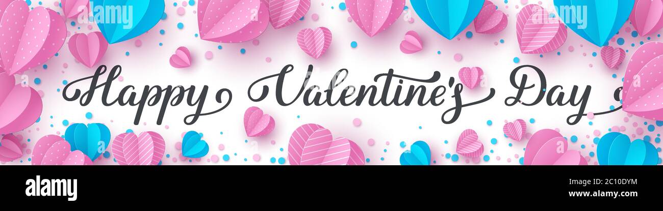 Happy Valentines day horizontal banner. Stock Vector