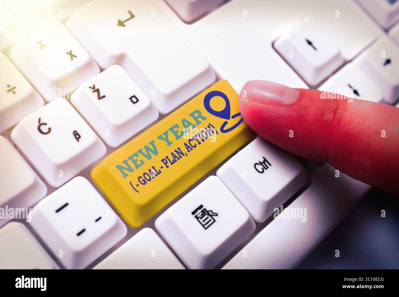 Writing note showing New Year Goal Plan, Action. Business concept for ...