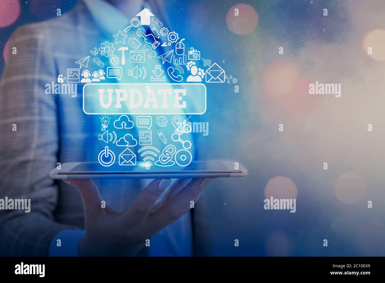 Text sign showing Update. Business photo text up to date as by adding ...