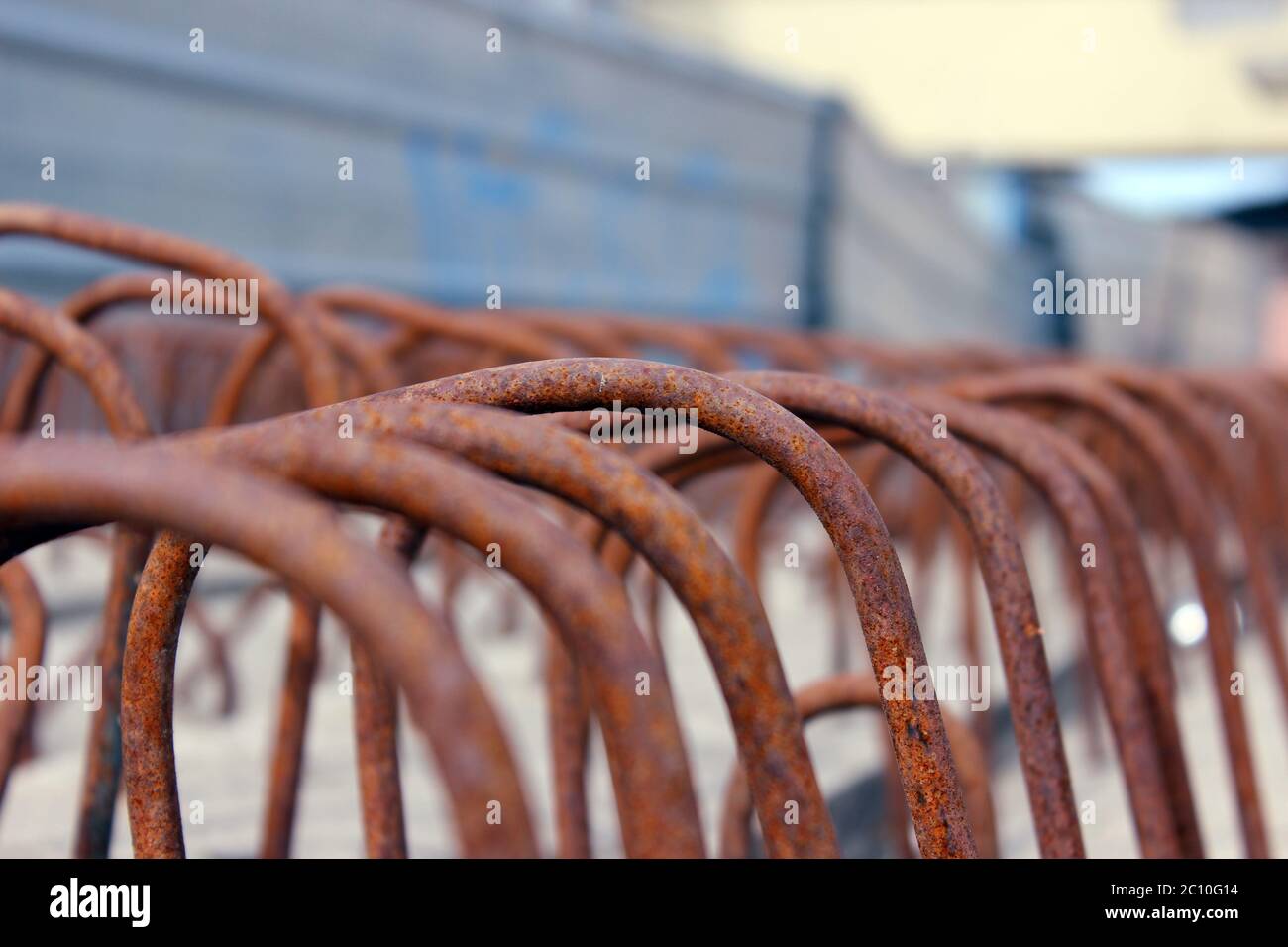 rusted rebars sticking out of the concrete slab Stock Photo Alamy