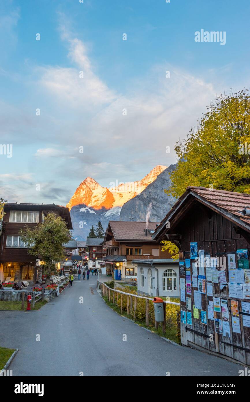 houses of small village near alpes mountains in switzerland Stock Photo ...