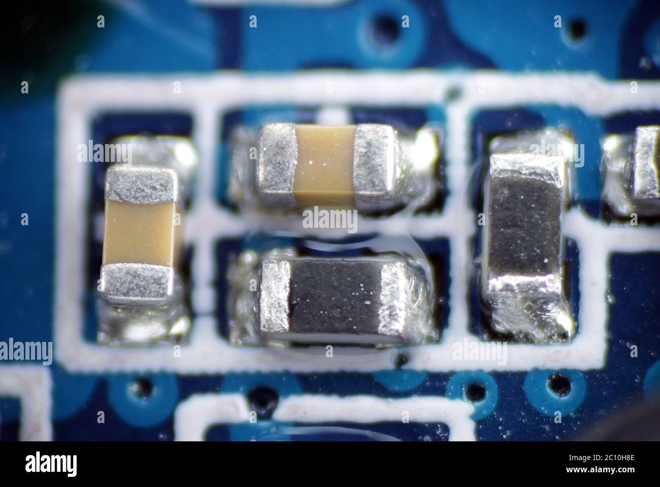 capacitor resistor smd pcb macro Stock Photo