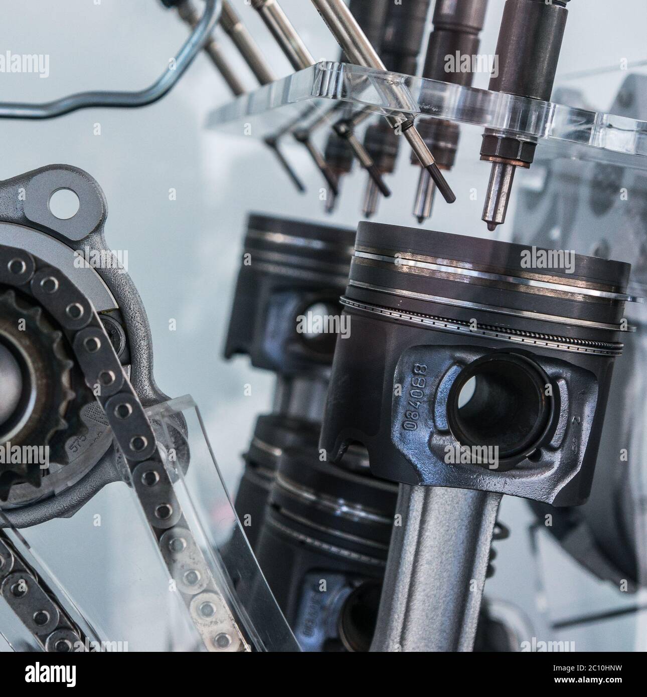 Piston engine in cross section. Closeup Stock Photo Alamy