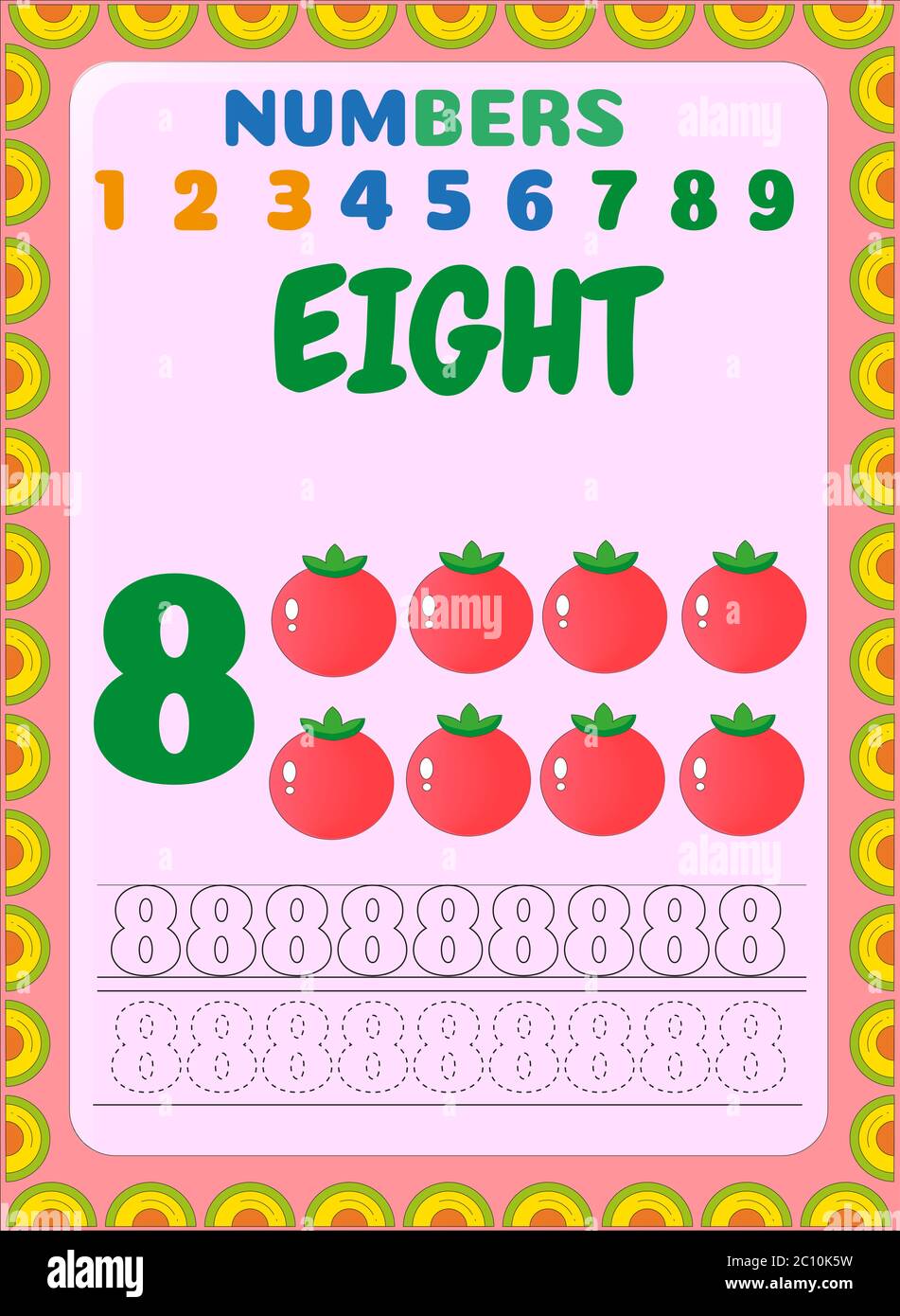 Preschool and toddler math with tomato fruit design Stock Vector Image ...
