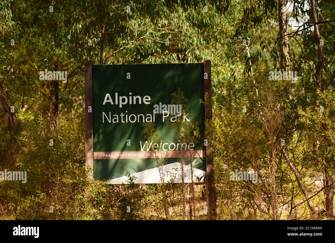 Alpine National Park Sign, New South Wales, Australia Stock Photo