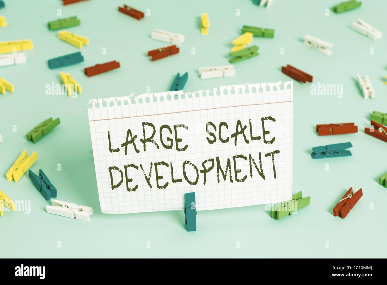 Writing note showing Large Scale Development. Business concept for very ...