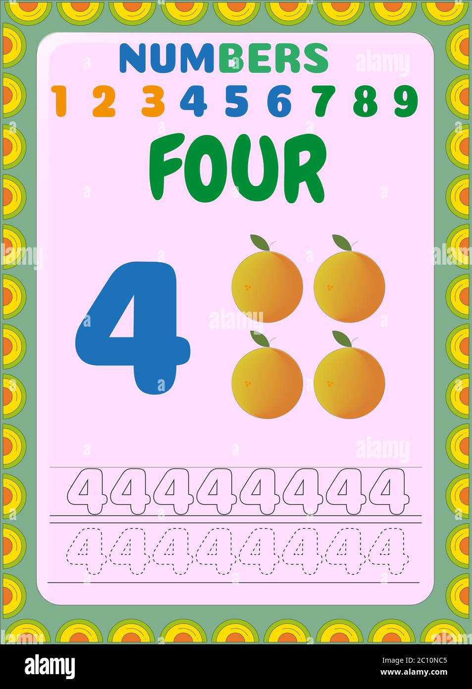 Preschool and toddler math with orange fruit design Stock Vector Image ...