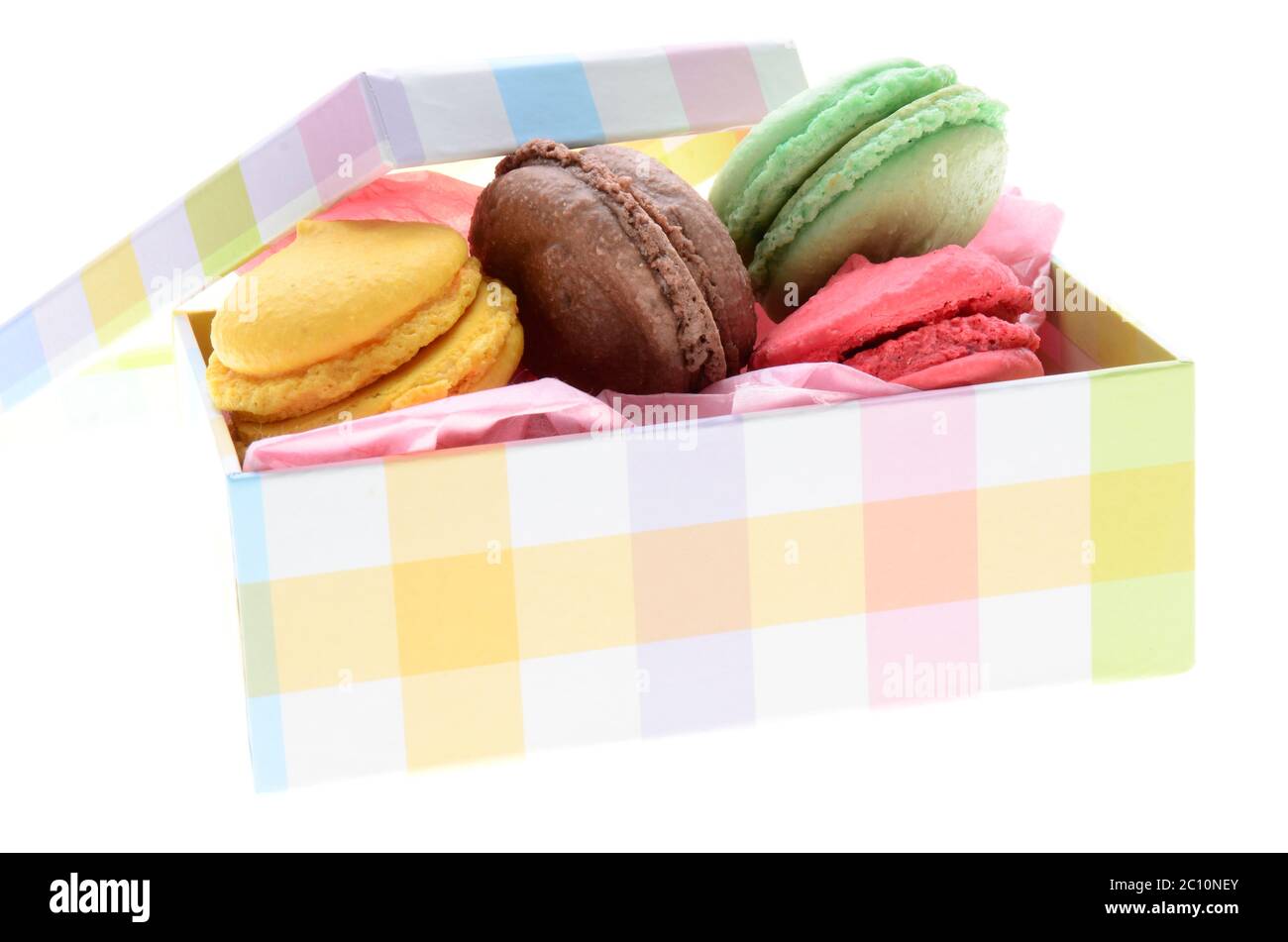 Colorful box of macarons Stock Photo