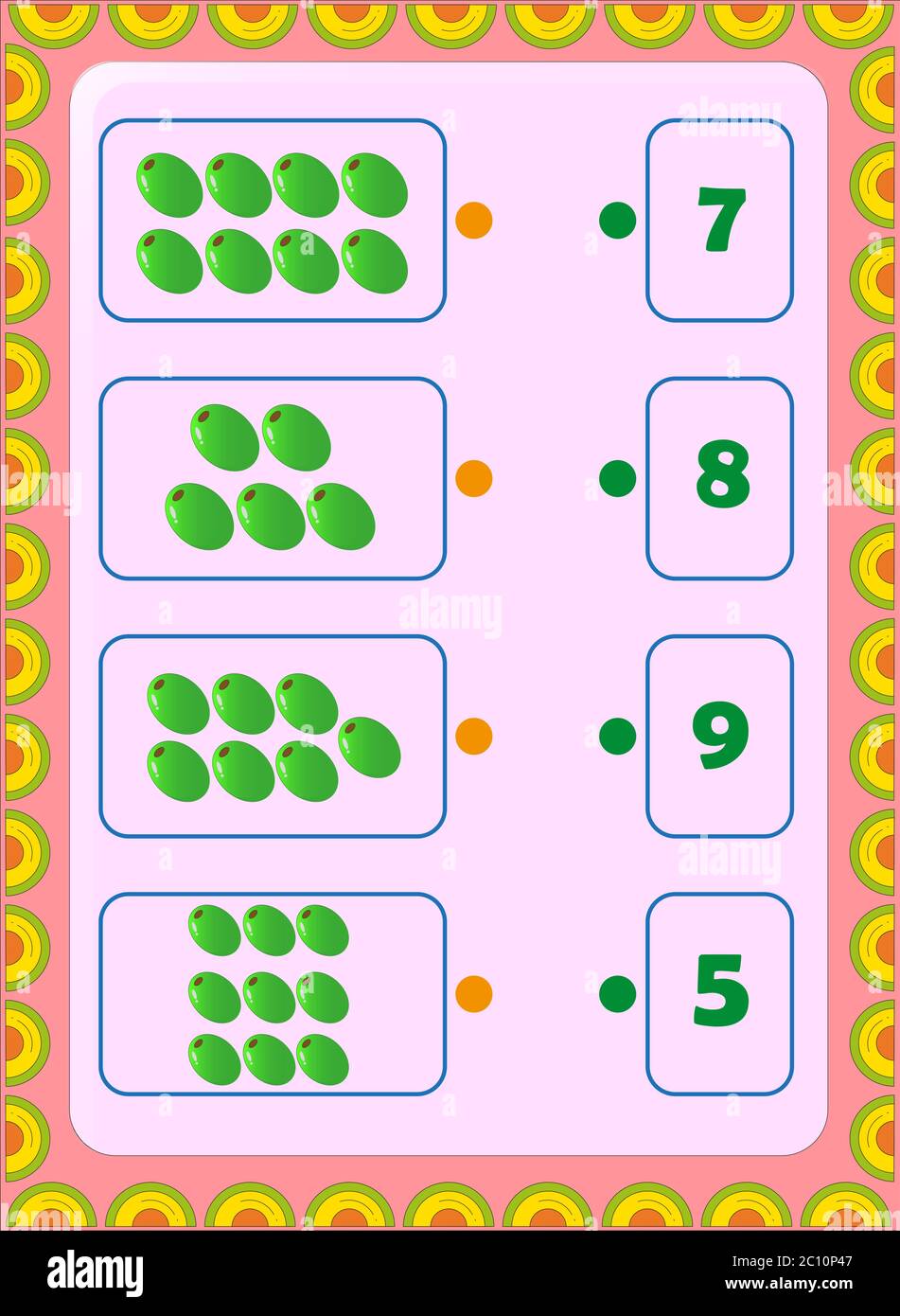 Preschool and toddler math with olive fruit design Stock Vector Image ...