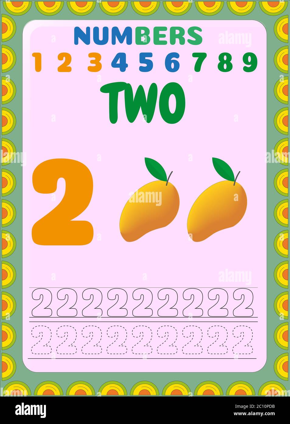 Preschool and toddler math with mango fruit design Stock Vector Image ...