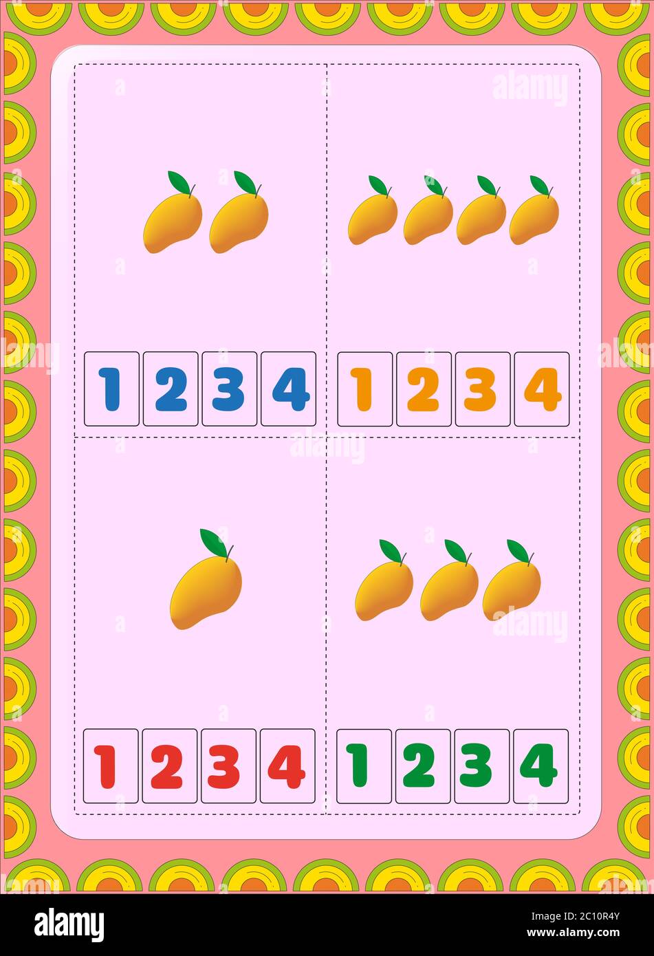 Preschool and toddler math with mango fruit design Stock Vector Image ...