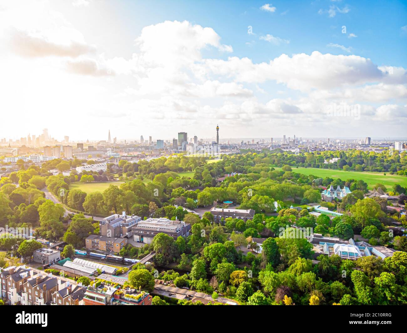 Aerial view of Regents park in London, UK Stock Photo
