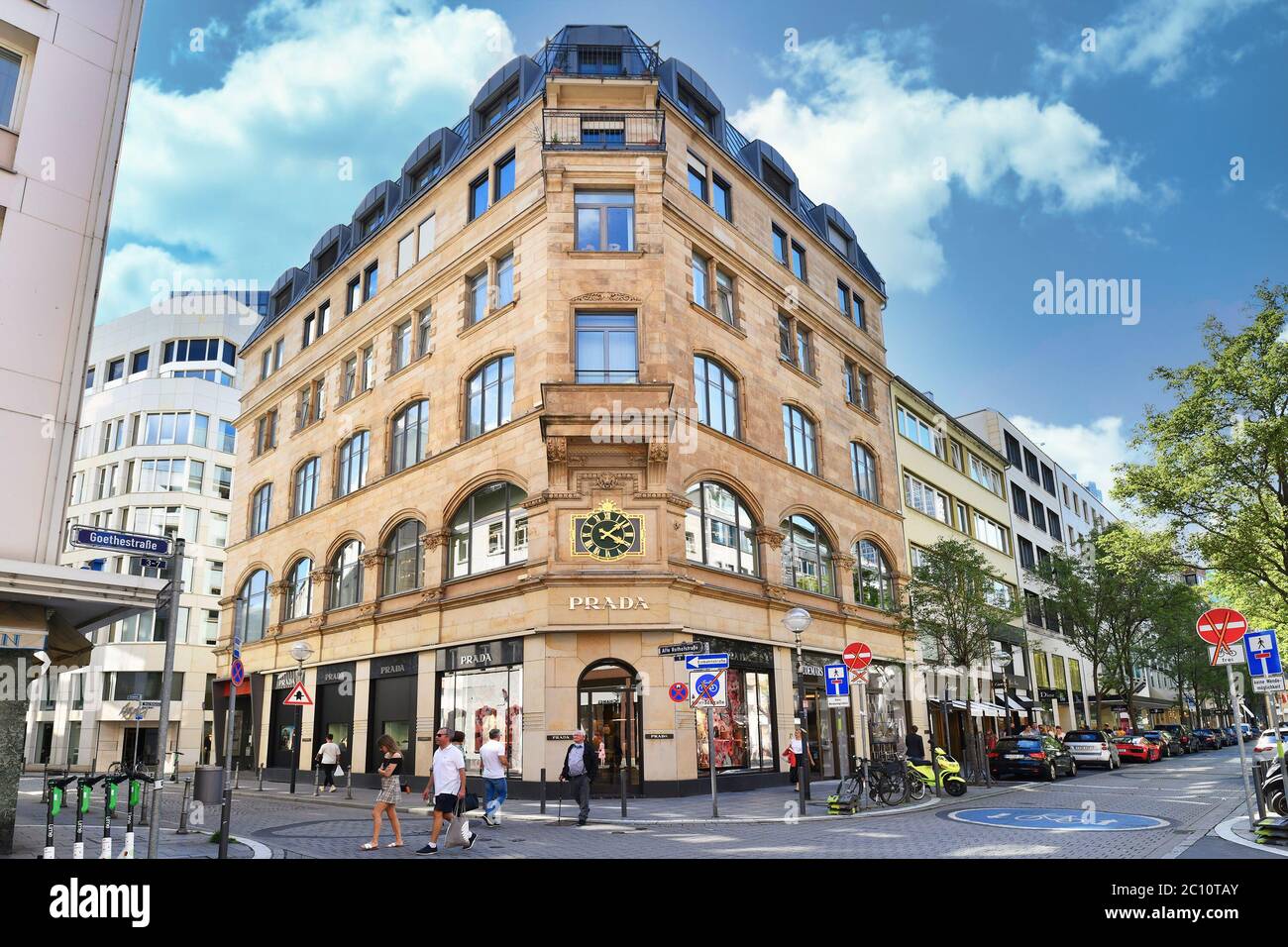Frankfurt am Main, Germany - June 2020: Facade of store from luxury fashion  brand 'Prada' in old historical building in Frankfurt city Stock Photo -  Alamy