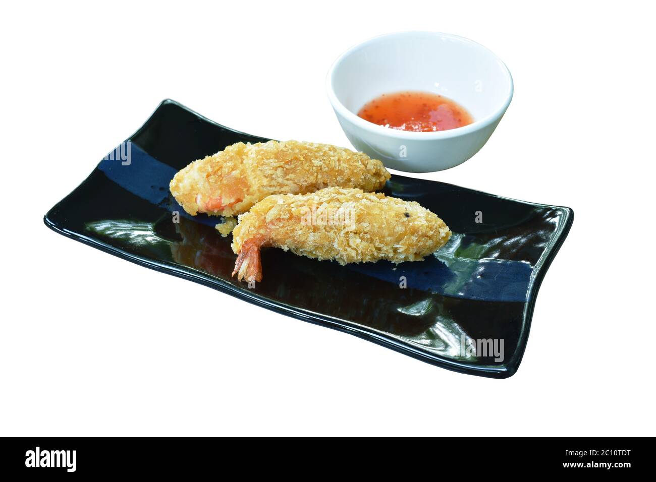 crispy fried shrimp coating flake bread and flour dipping with sweet