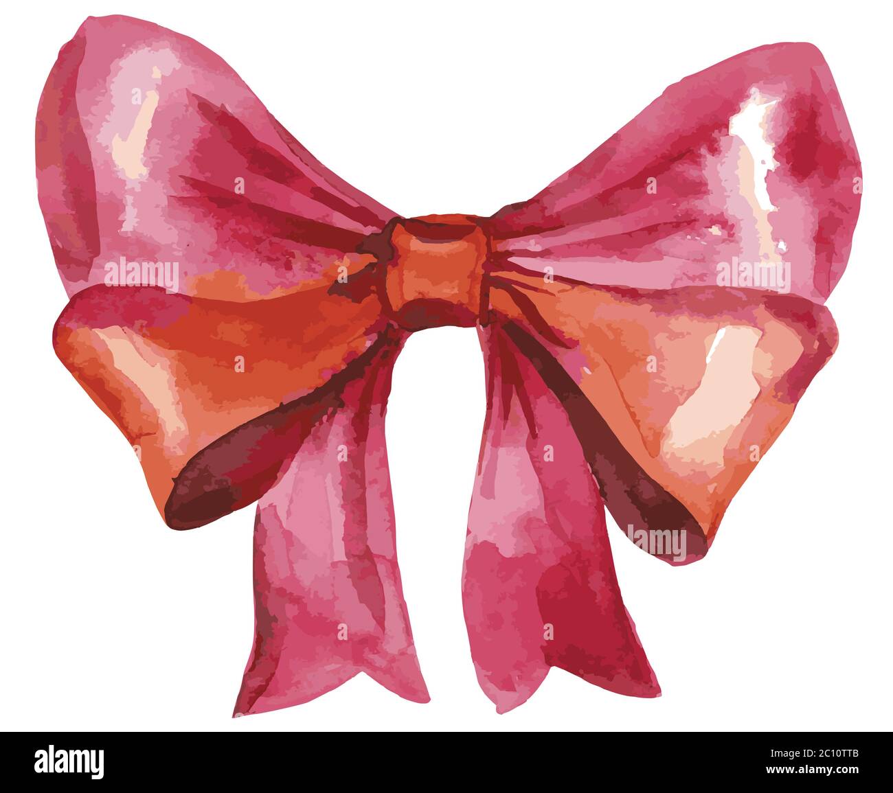 Vector red bow. Hand painted gift bow isolated on white background ...