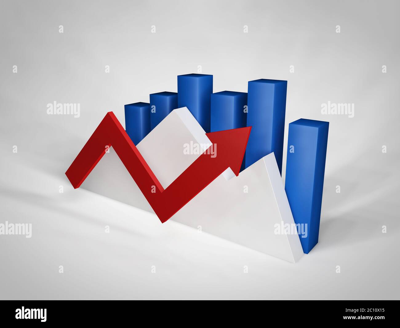 red arrow up with 3d business background Stock Photo - Alamy