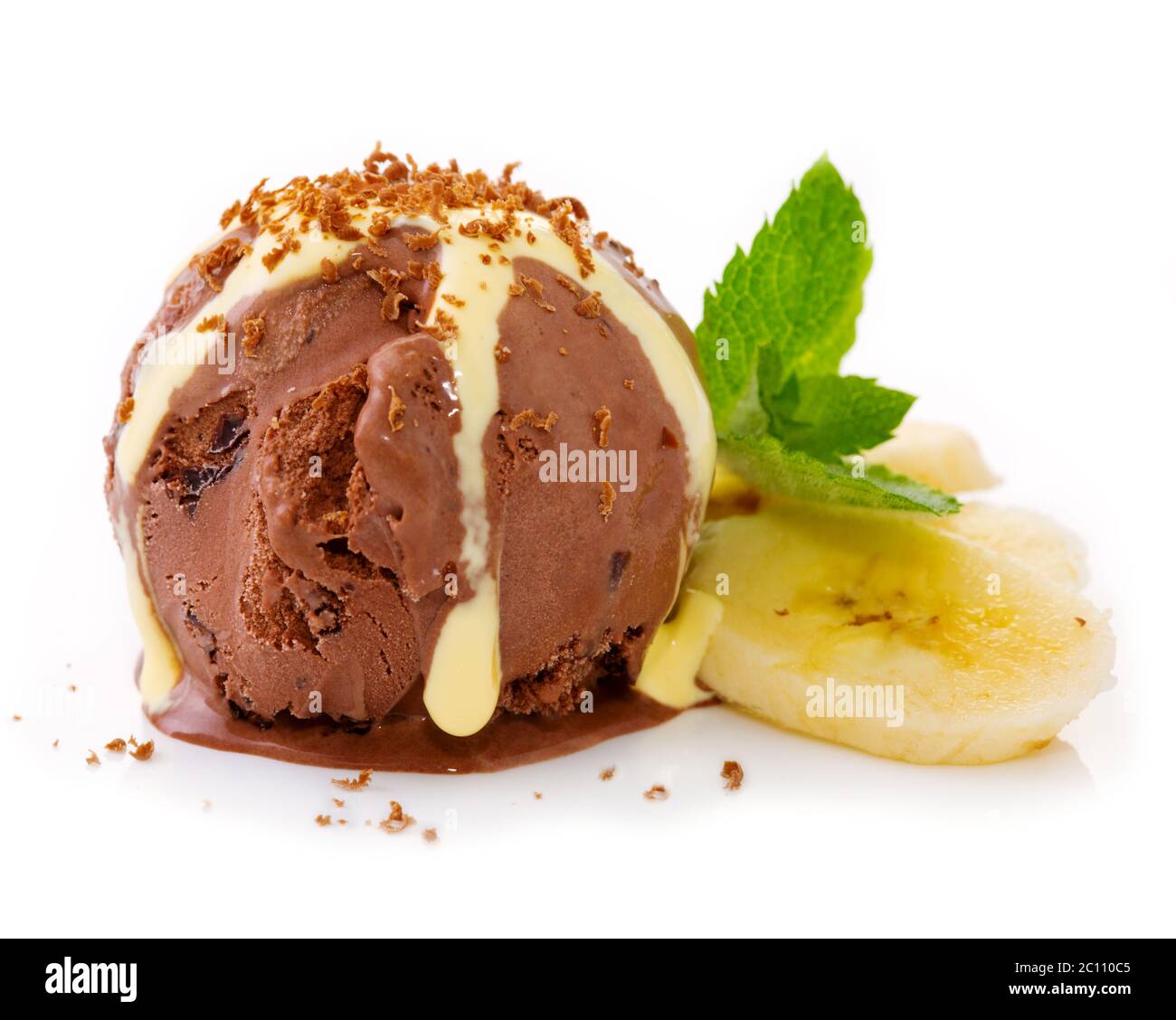 Chocolate Ice cream and fresh bananas Stock Photo Alamy