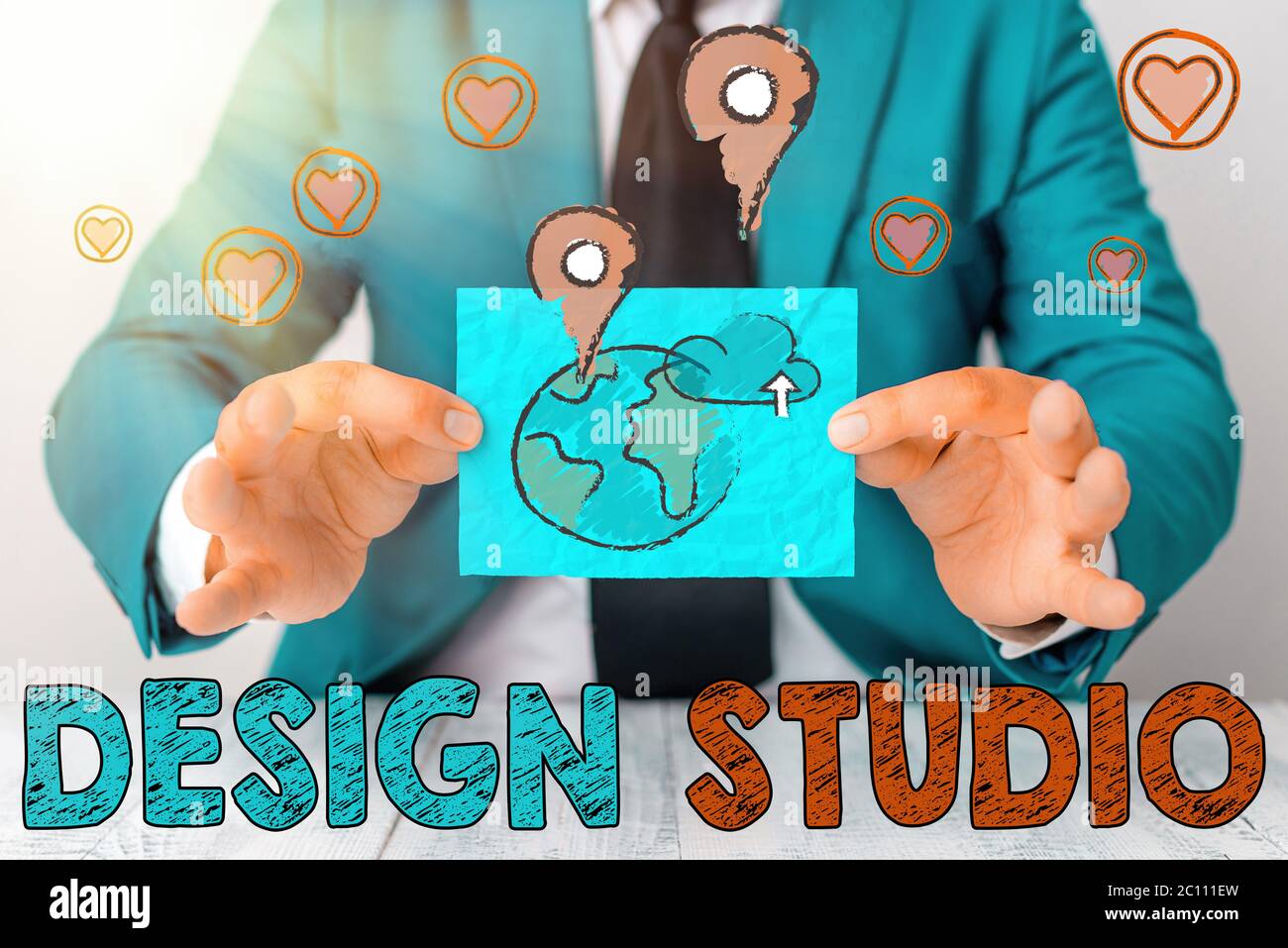 Writing note showing Design Studio. Business concept for work ...