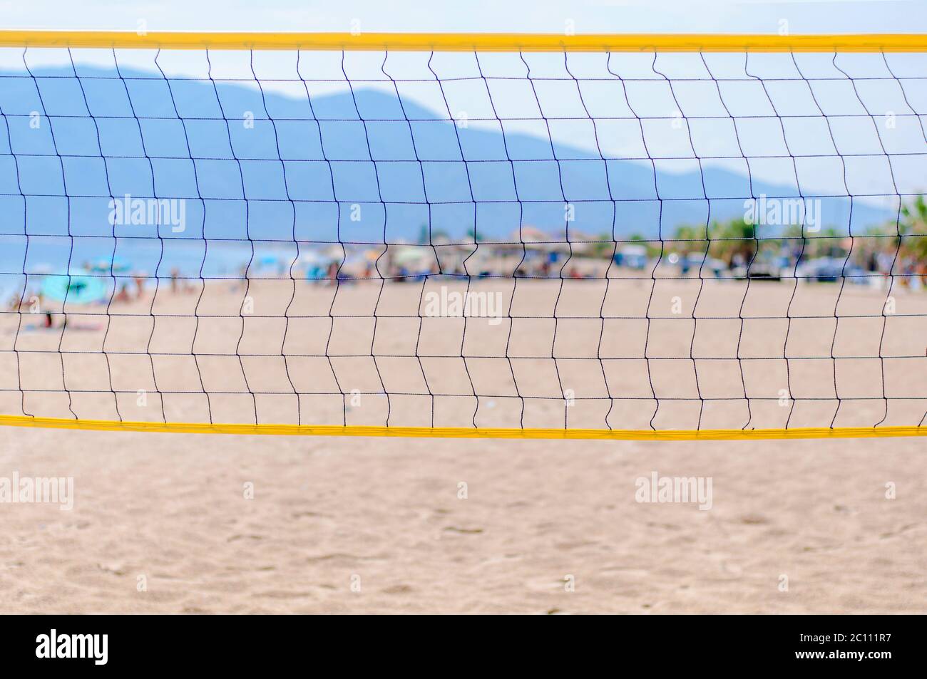 Beach volleyball net on the beach close Stock Photo Alamy