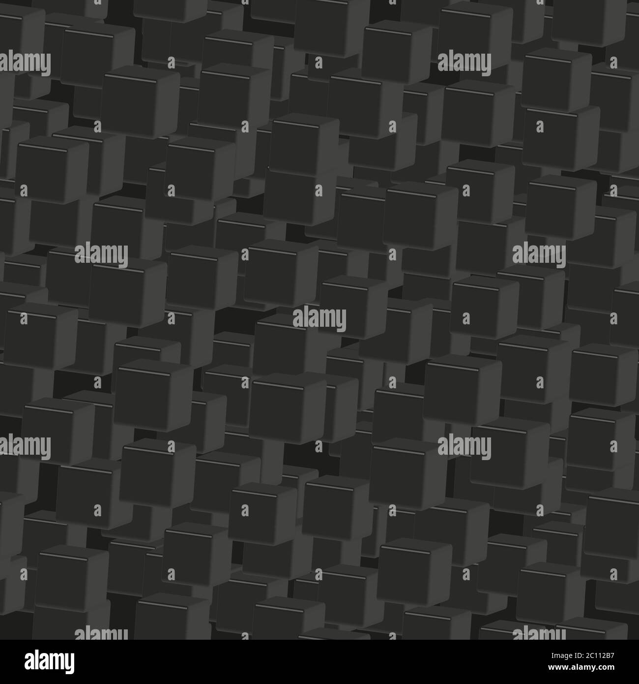 Black Cubes Seamless Pattern on Black Background Stock Vector