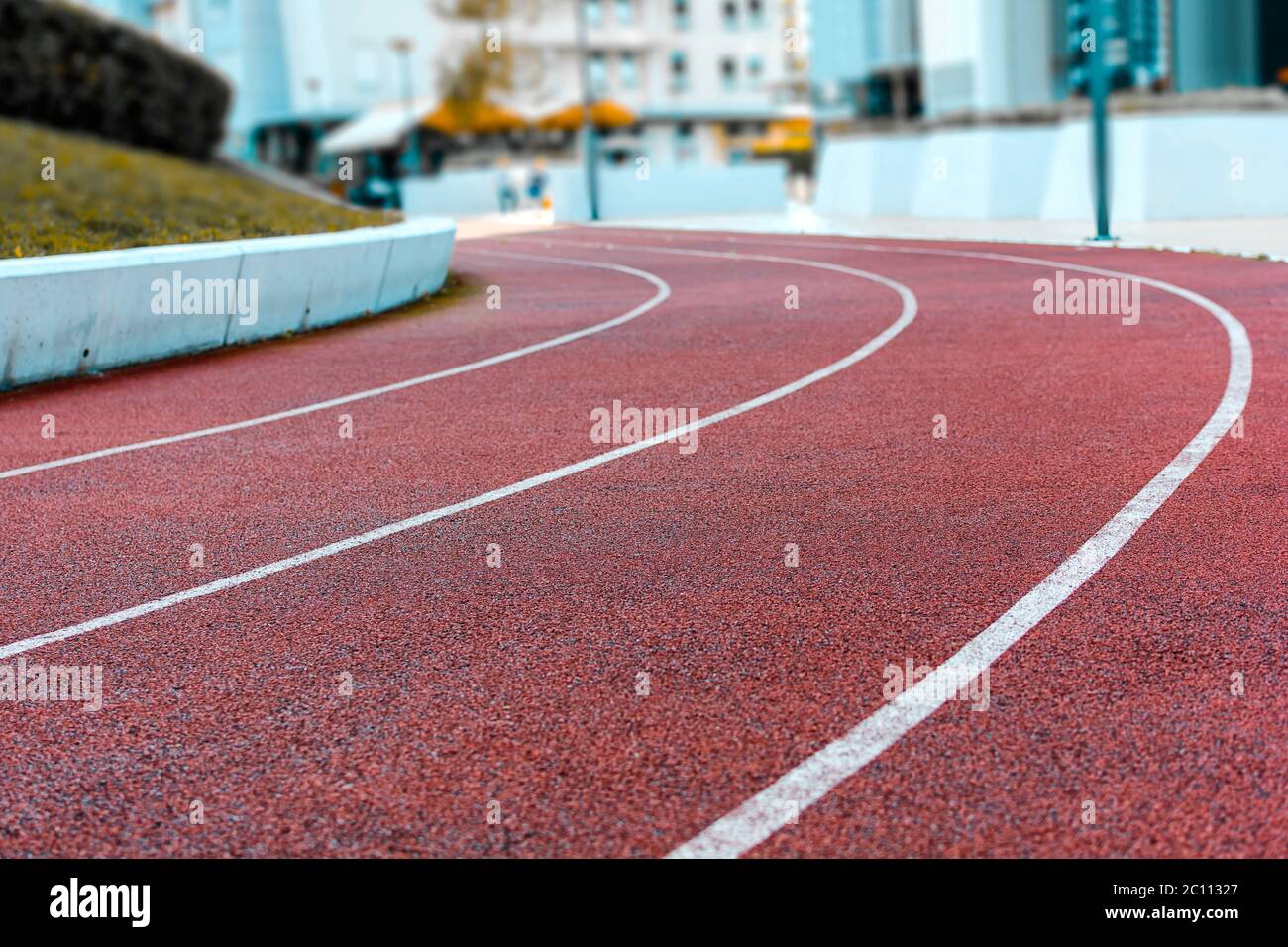 Red running track sports texture surface Stock Photo Alamy