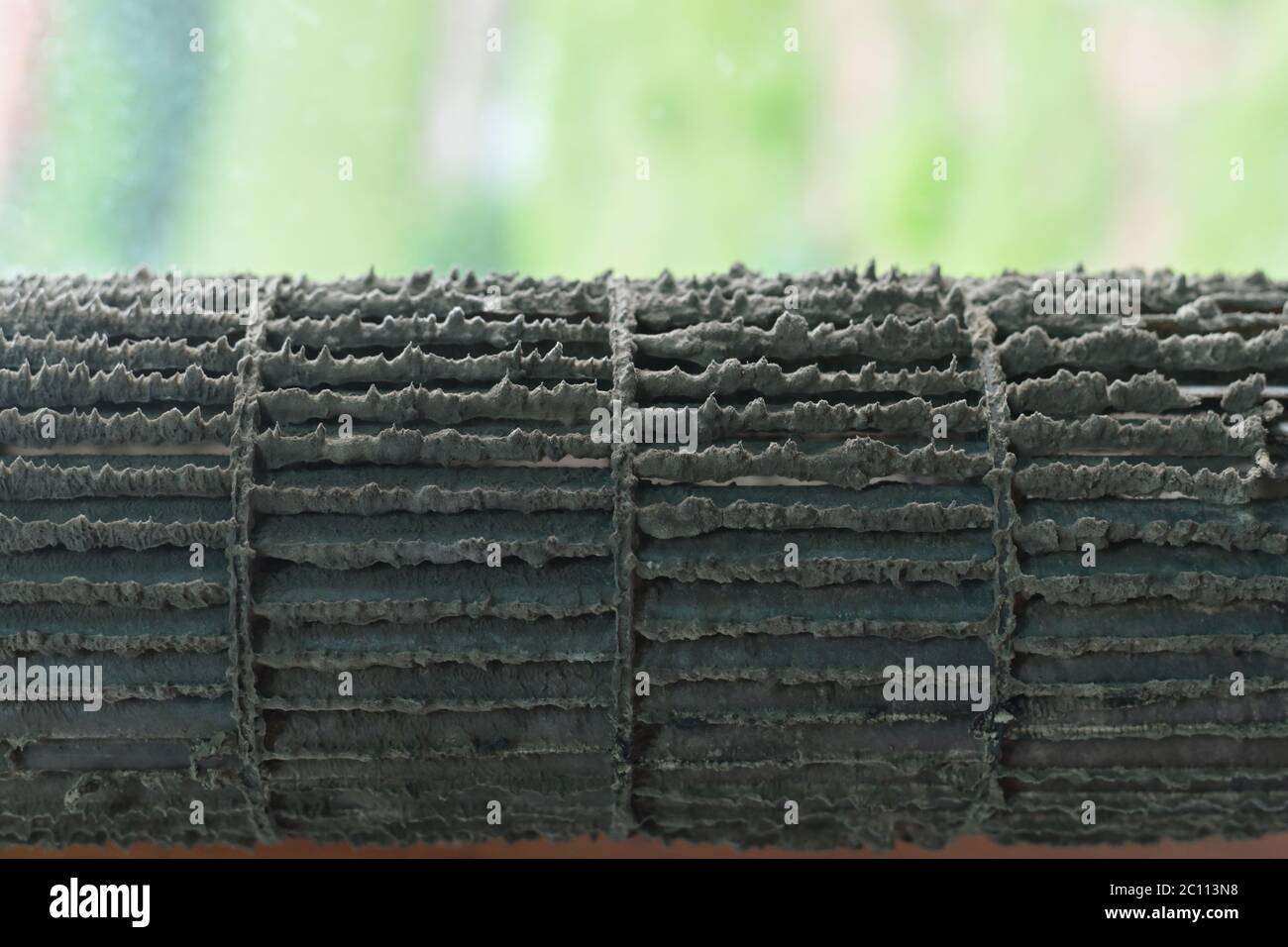 Close up dirty dust on air conditioner filter Squirrel Cage Fan
