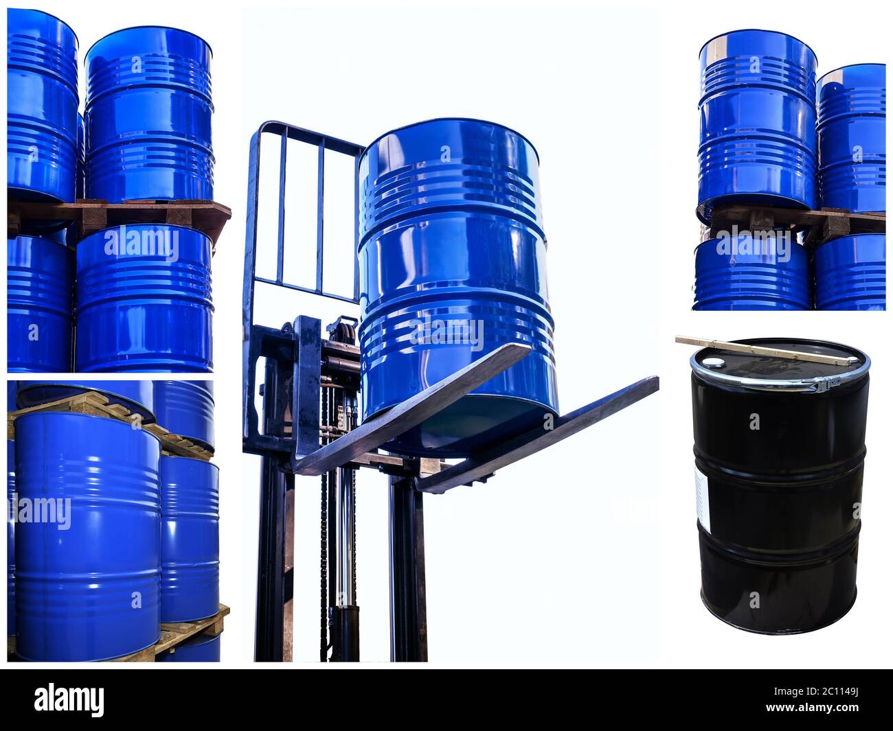 Set of the Chemical tanks stored at the storage of waste isolated on
