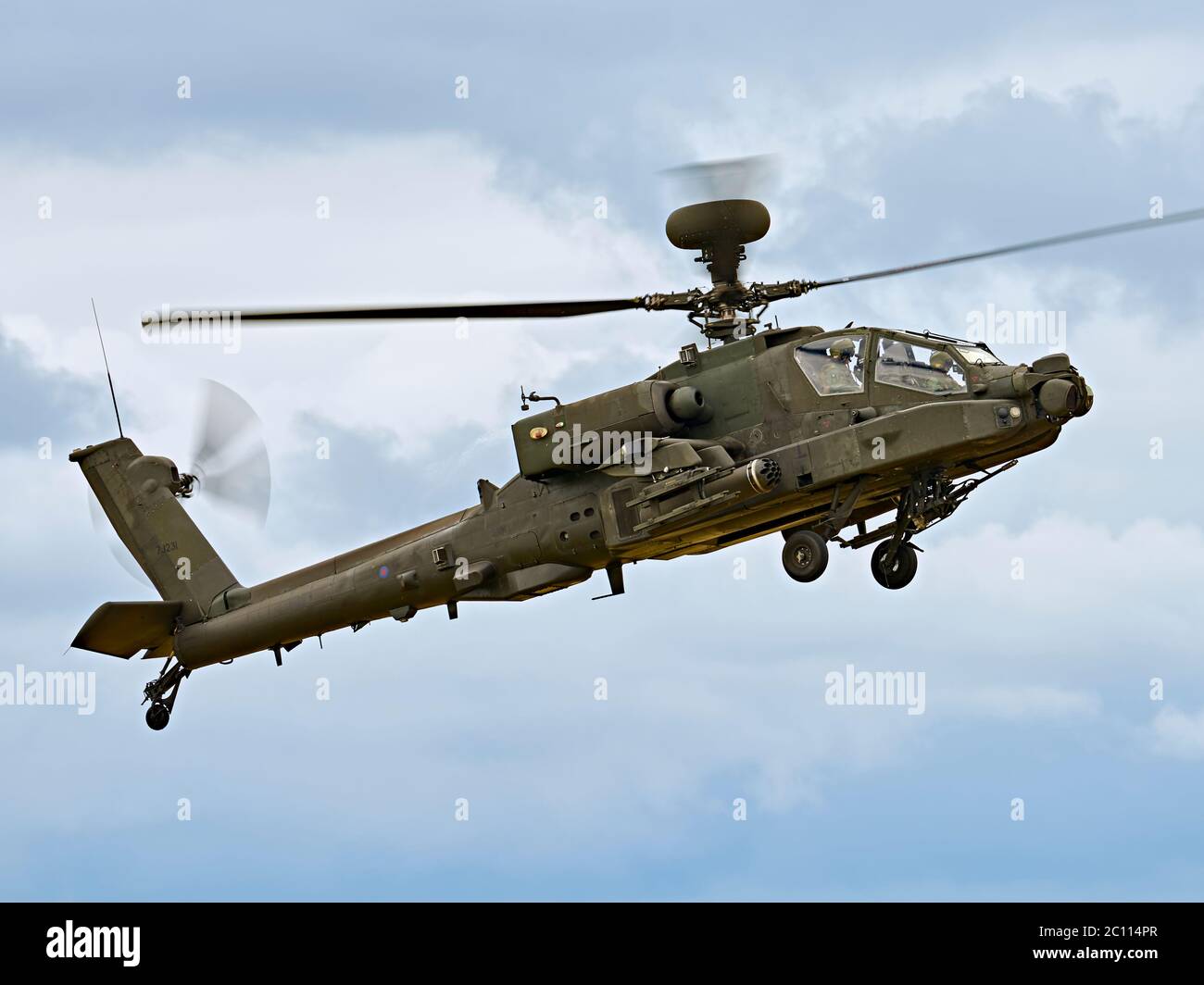 AgustaWestland British Army Apache AH1 attack helicopter in flight Stock Photo