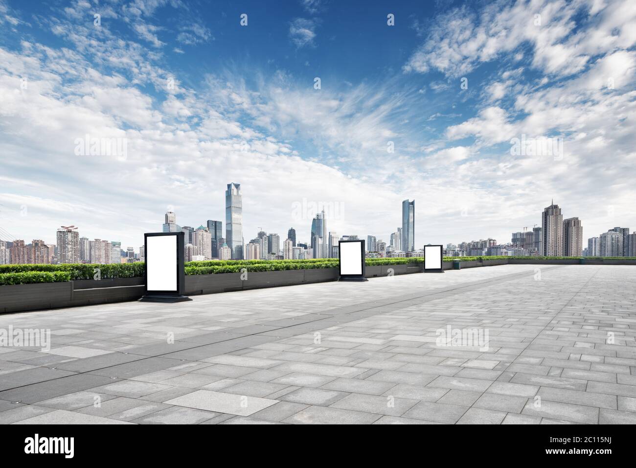 Empty Floor With Cityscape And Skyline Of Chongqing In Clous Sky Stock Photo Alamy
