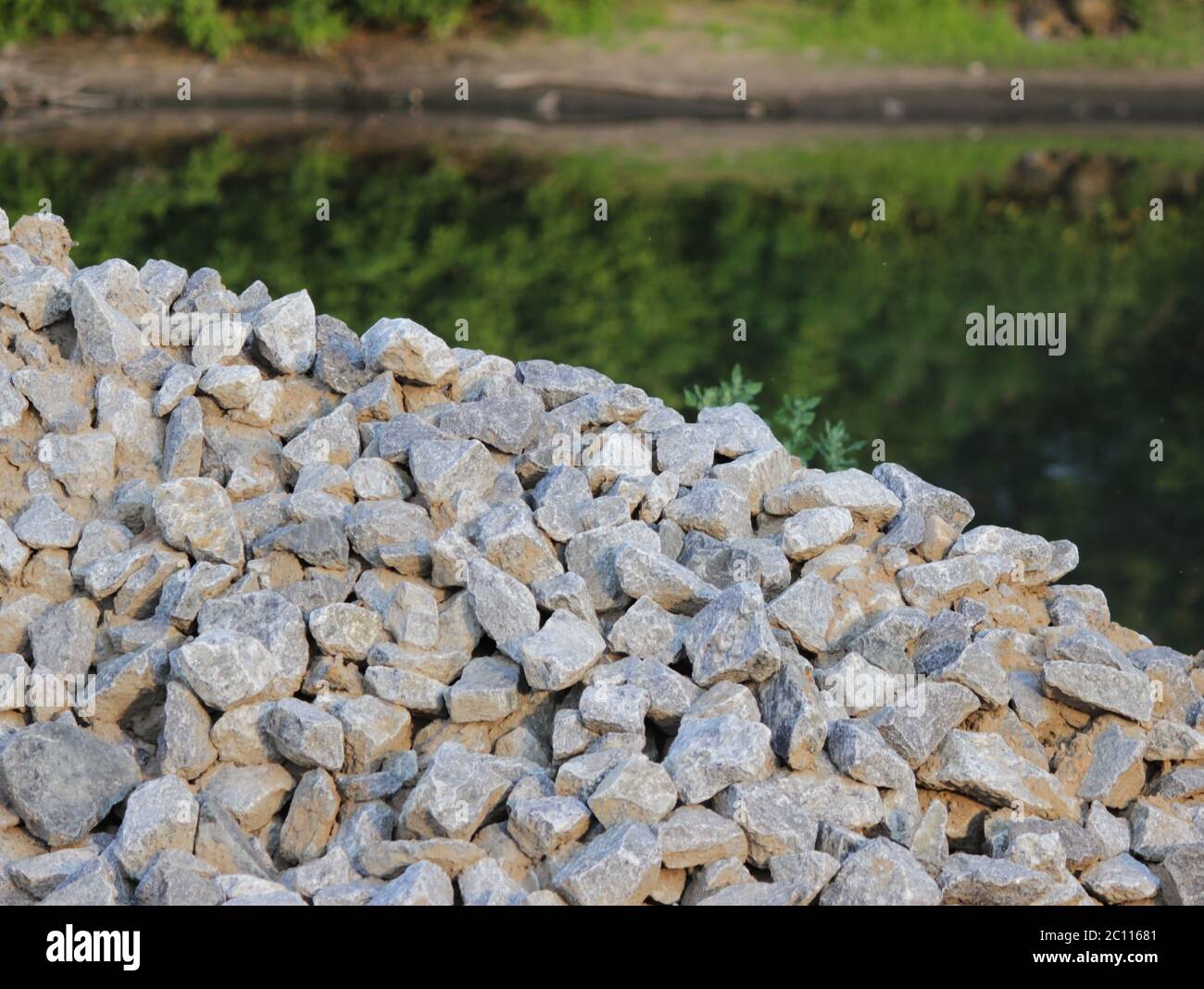 Washed gravel used at the construction site for the  of road transport interchanges in Moscow Stock Photo