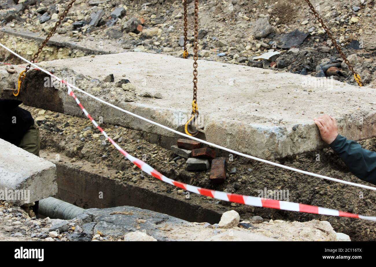 lowering the concrete slab and creating duct protection of the water