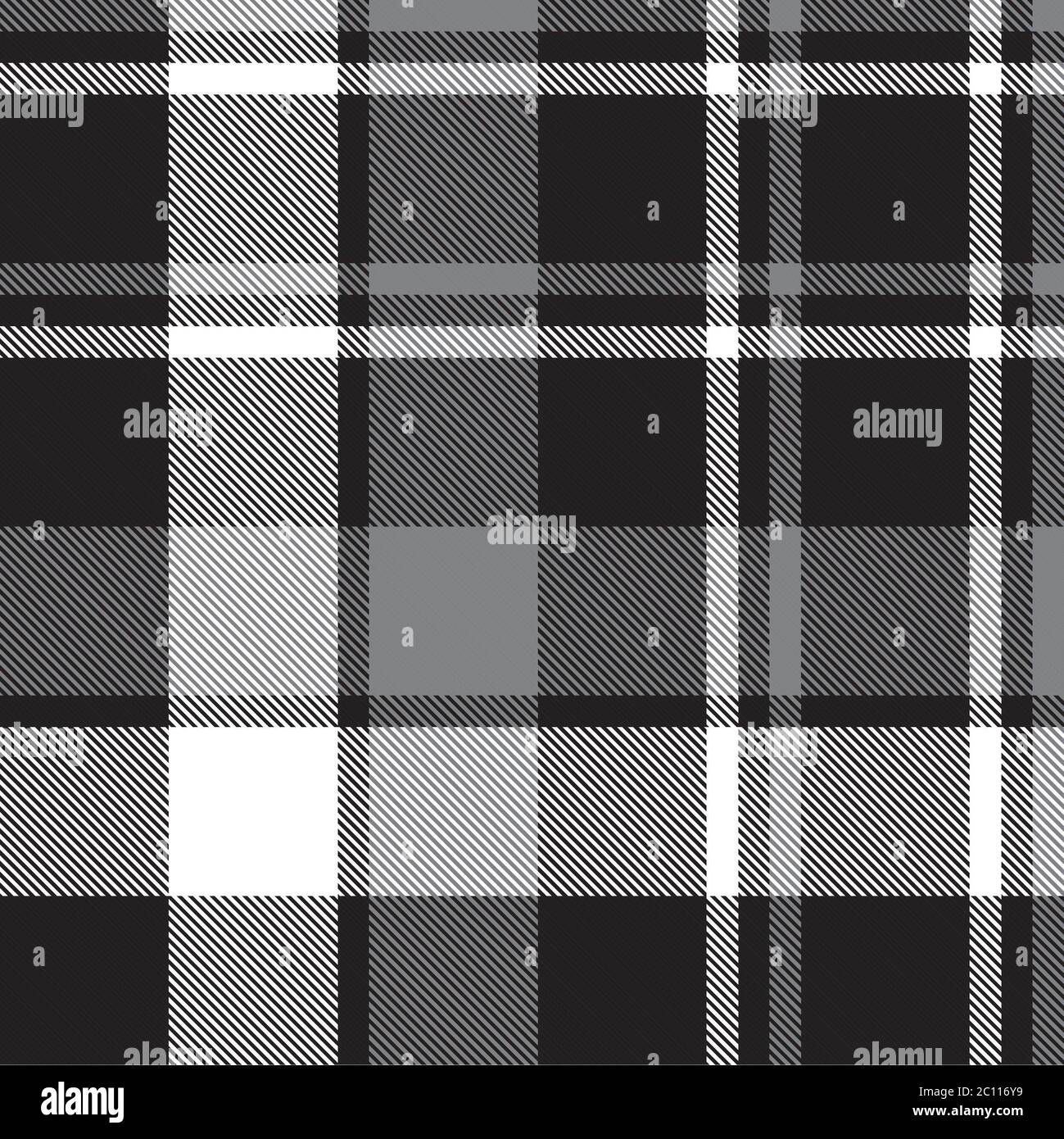 Black and White Plaid, checkered, tartan seamless pattern suitable for ...