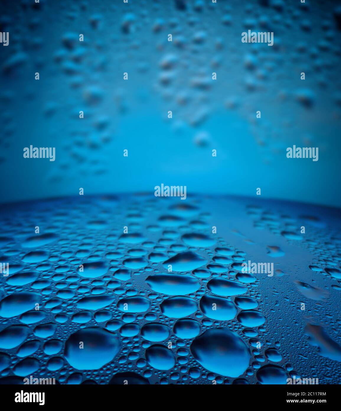 abstract blue background with water drops over glass surface Stock ...