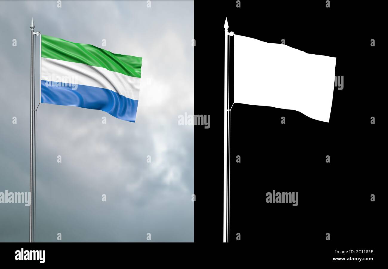 3d illustration of the state flag of the Republic of Sierra Leone ...