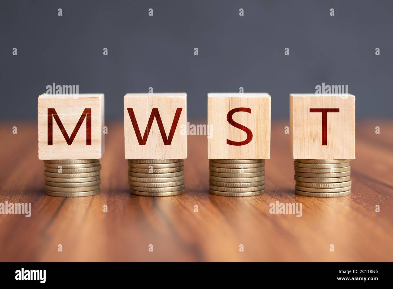 MWST or German Value Added Tax - concept showing of Mehrwertsteuer in tax rates. Stock Photo