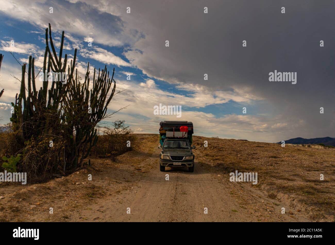 Camper Van in Tatacoa Desert Colombia Stock Photo