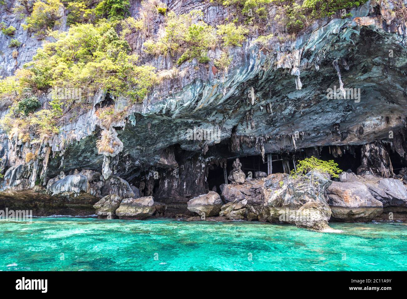 Viking cave on Maya island, Thailand in a summer day Stock Photo - Alamy