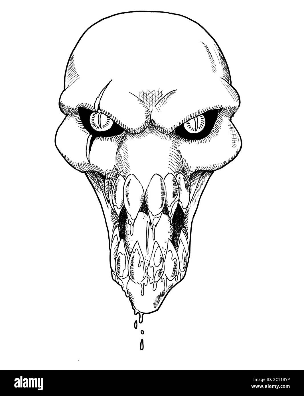 illustration of a satan head hand drawing on isolated white ...
