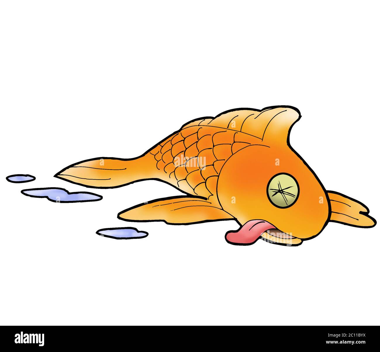 Art illustration: the death yellow fish Illustration Stock Photo - Alamy