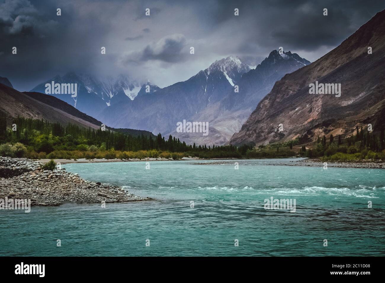 Blue Gilgit river Stock Photo