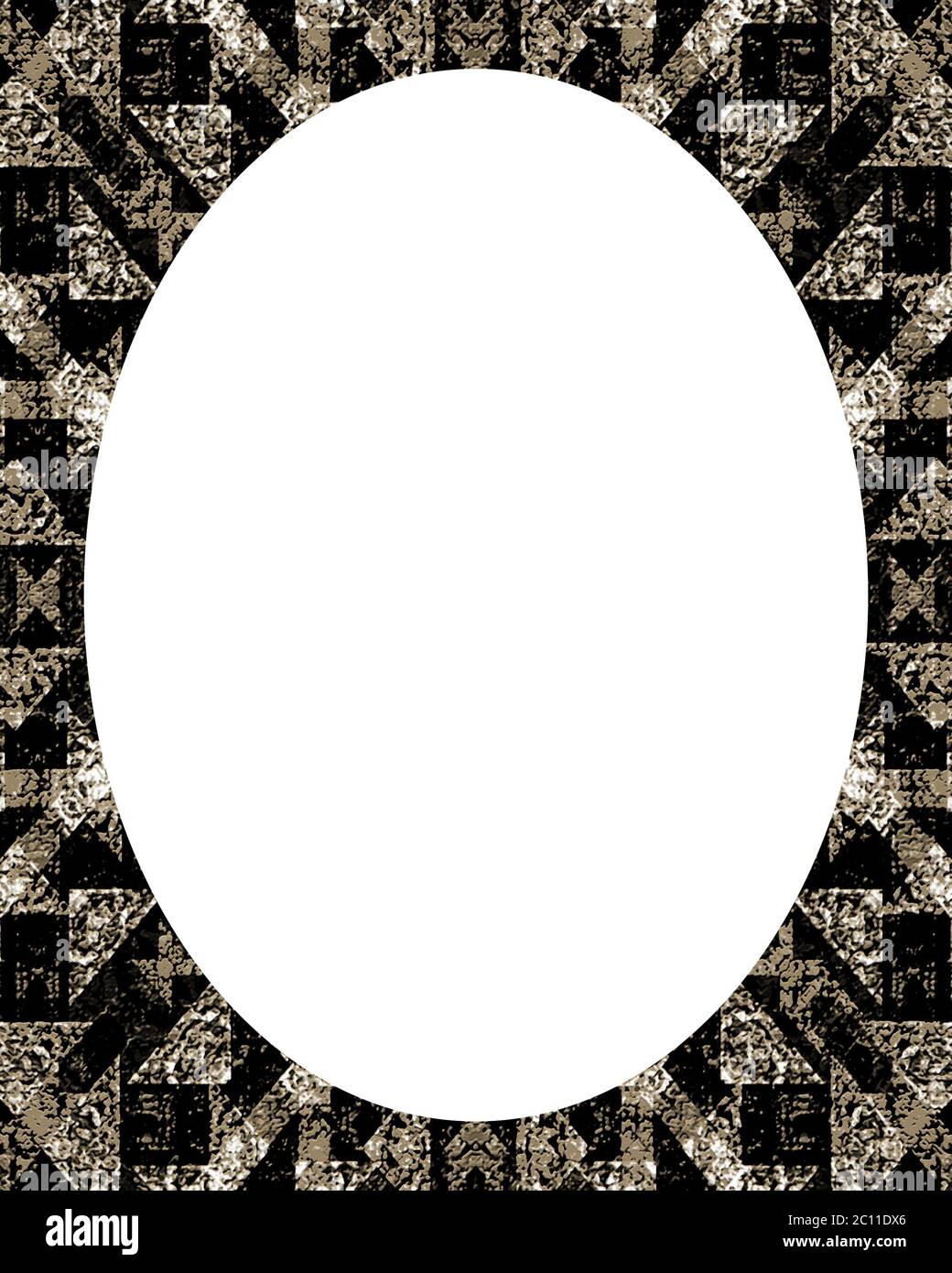 Circle White Frame Background with Decorated Borders Stock Photo