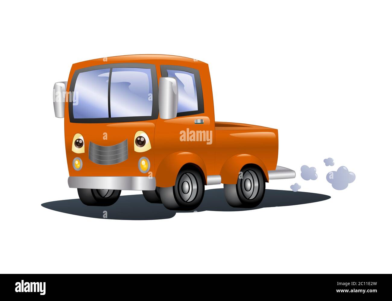 Illustration Of An Orange Pick Up Car On Isolated White Background Stock Photo Alamy
