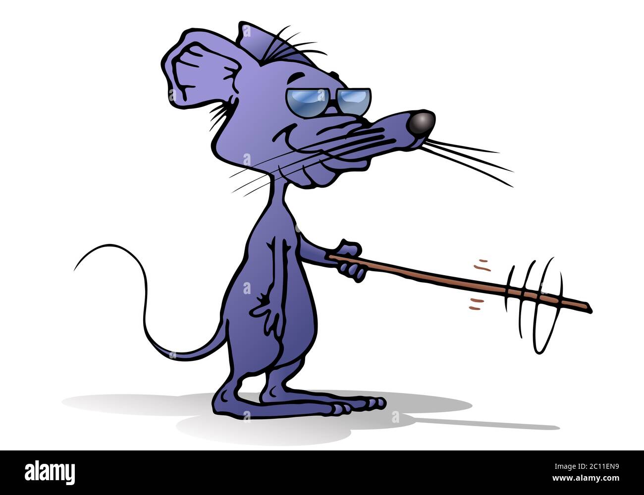 illustration of a cartoon a blind grey Mouse with glasses isolated on white  background Stock Photo - Alamy