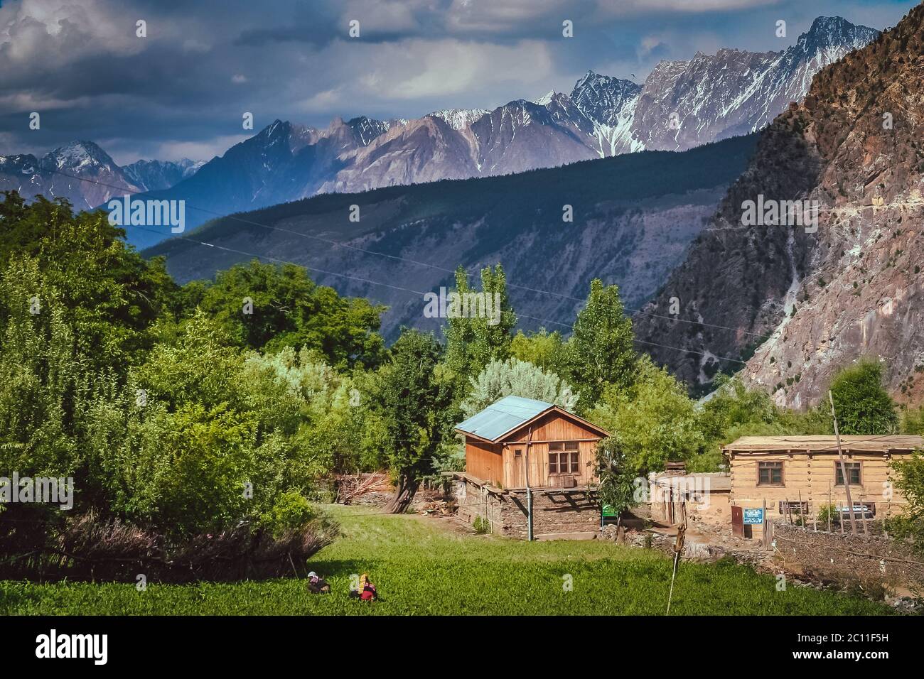 Wooden mountain homes Stock Photo Alamy