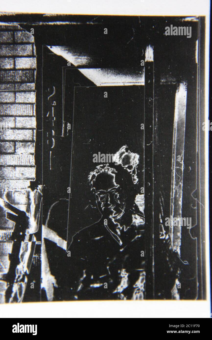 Fine 1970s vintage black and white photography of a man in a dream like ...